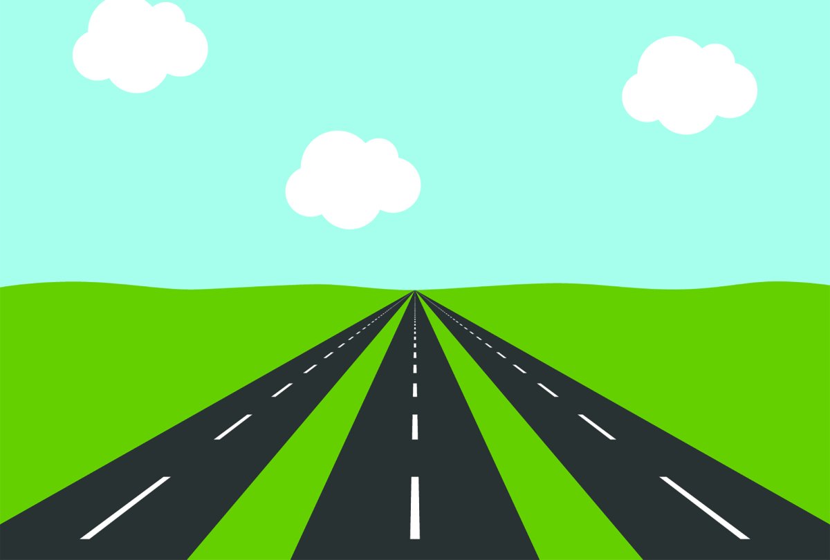 Мультяшный город с дорогой