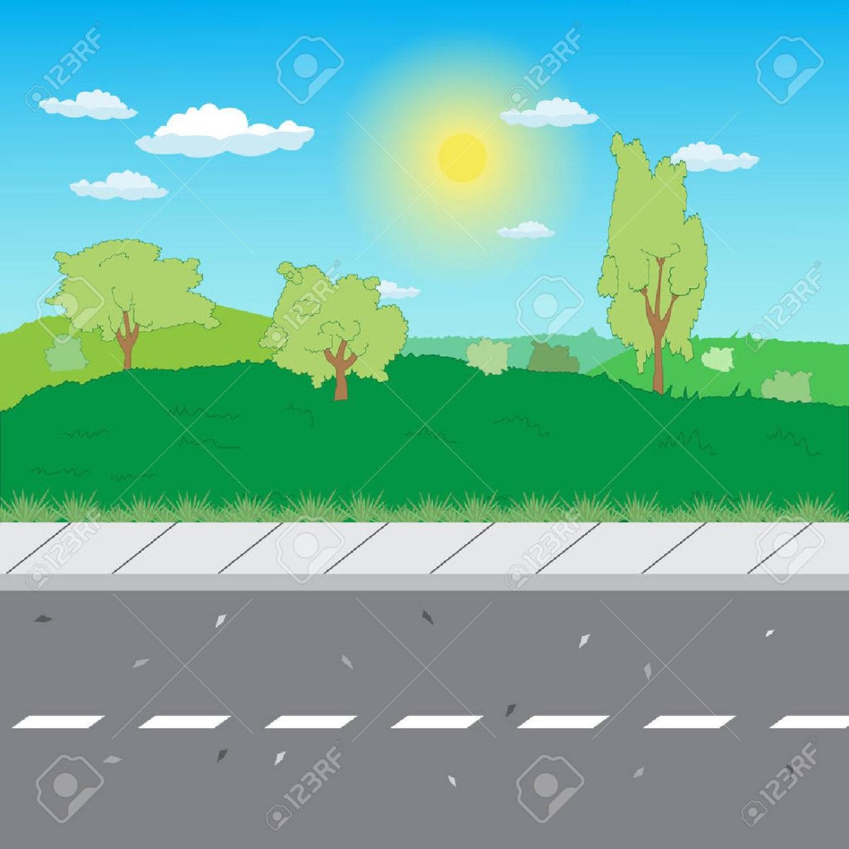 Полянка с дорогой