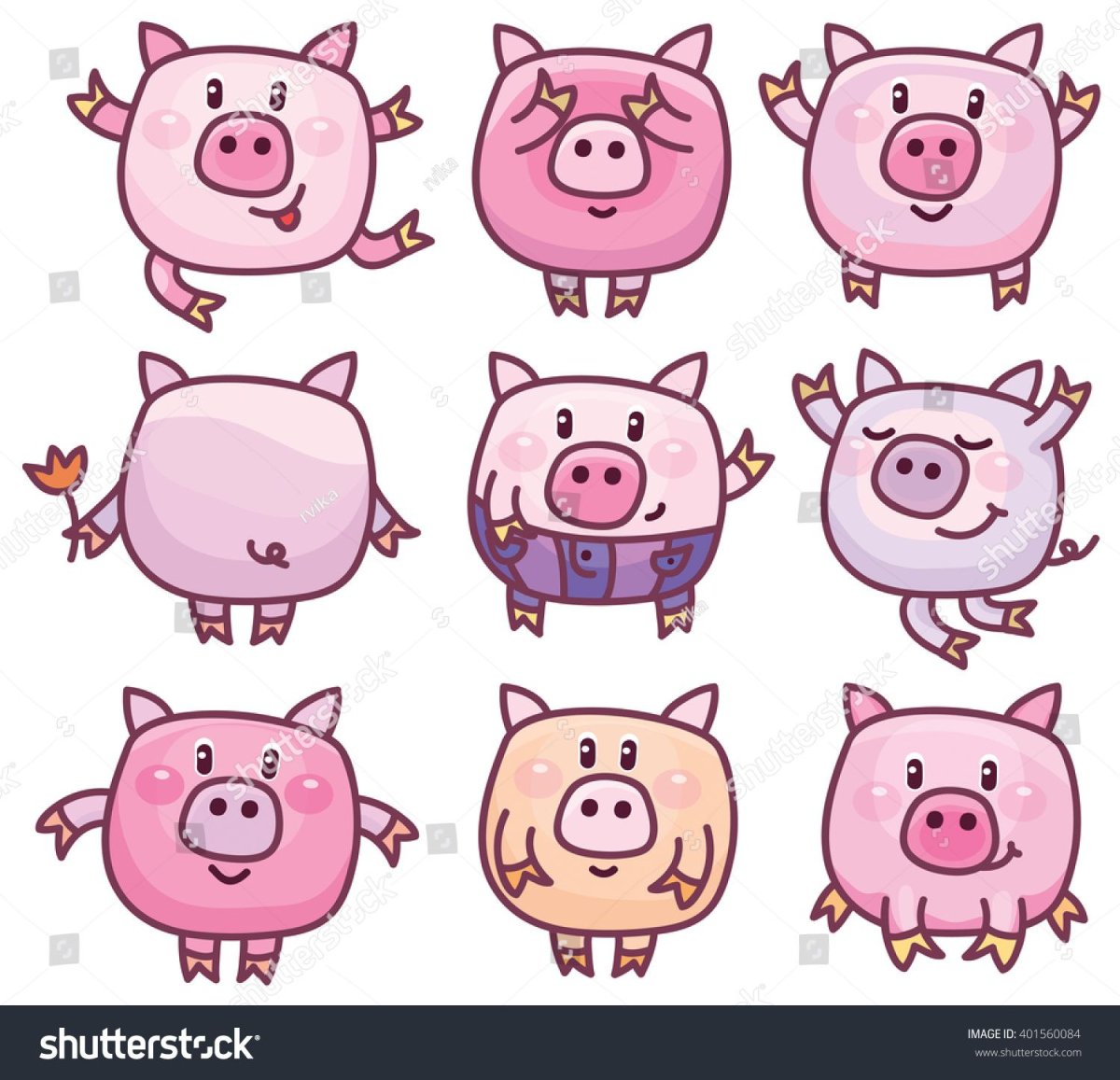 Веселый поросенок вектор