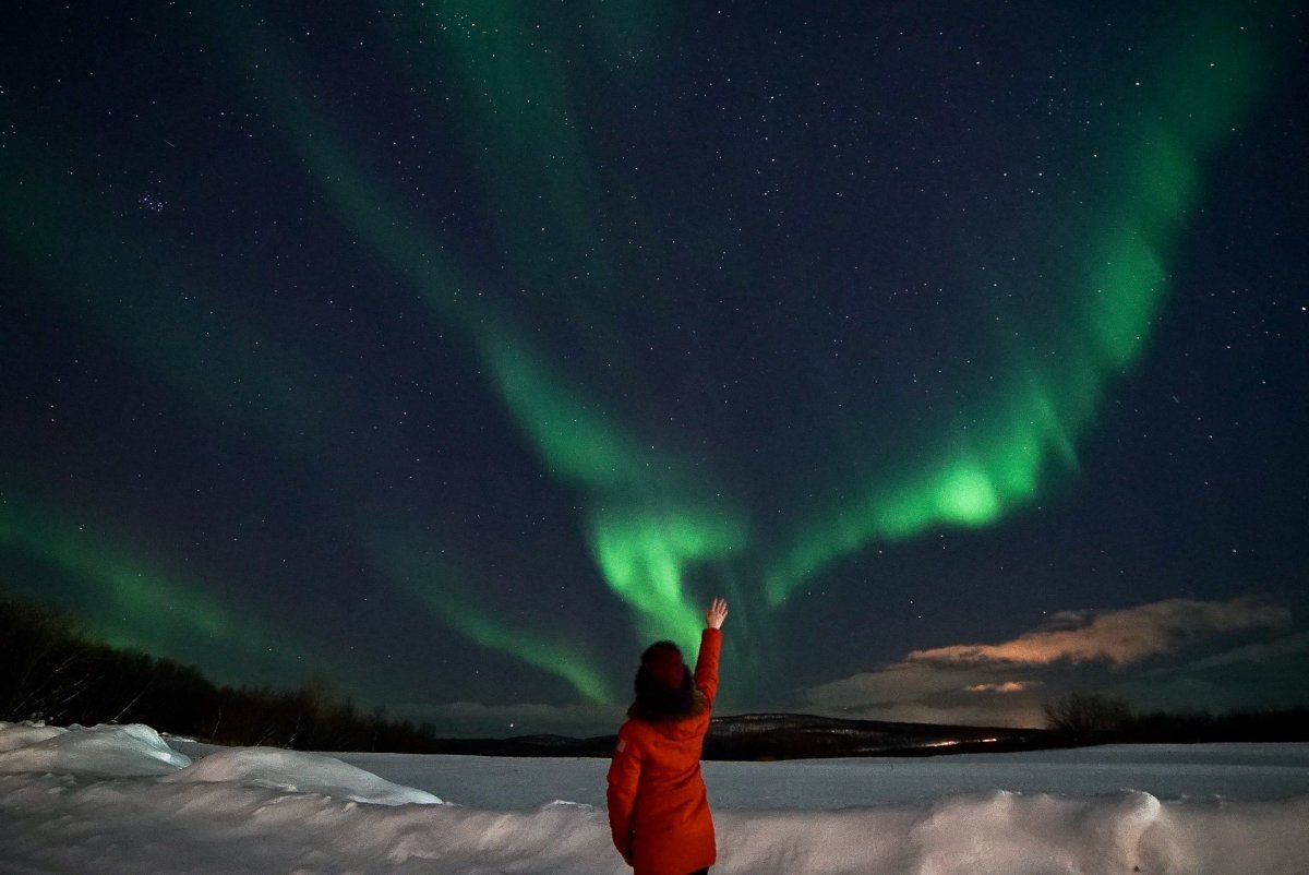 Северное сияние Мурманск люди