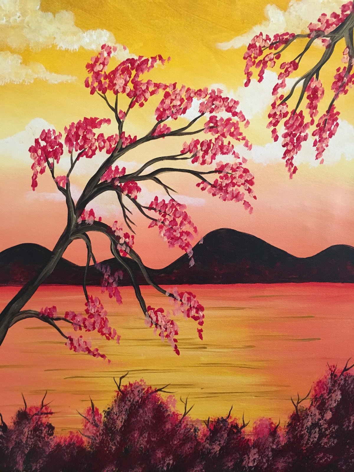 Пейзаж цветными карандашами