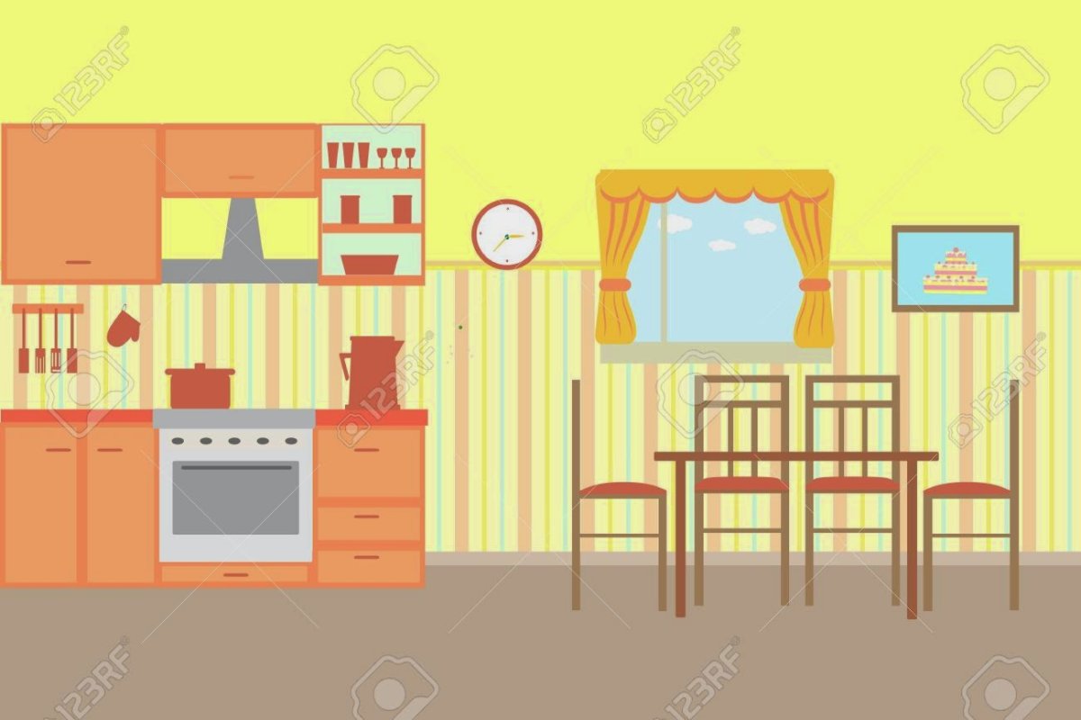 Стены нарисованные для кукольного домика кухня