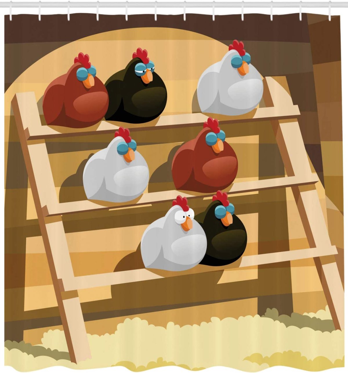 Курятник с человеком на крыше рисунок