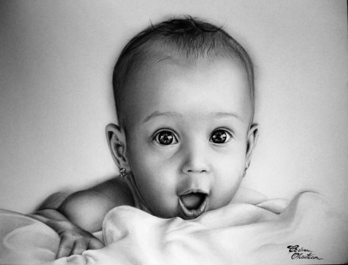 Малыш серьезный рисунок 3 года