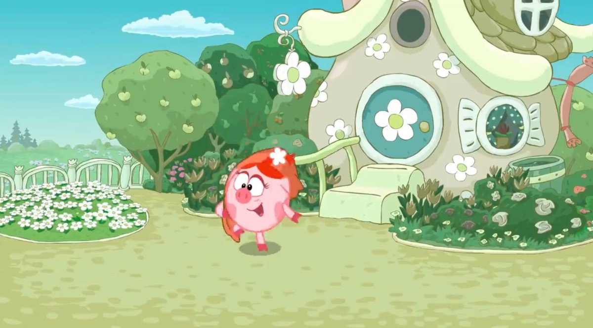 Рисуем домики смешариков