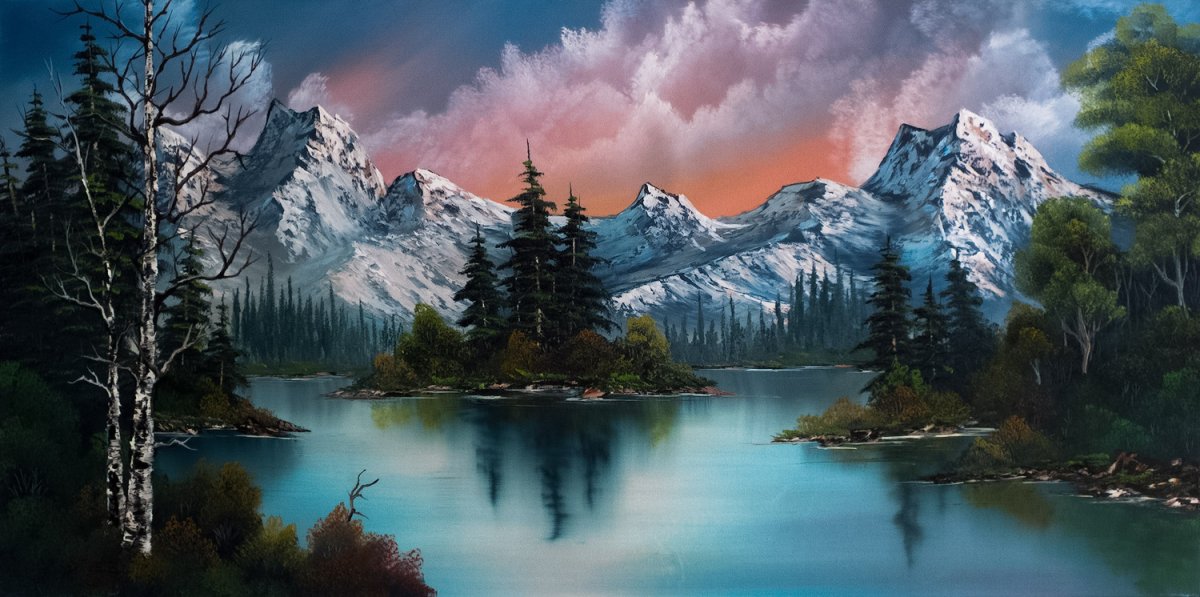 Горное озеро маслом Боб Росс