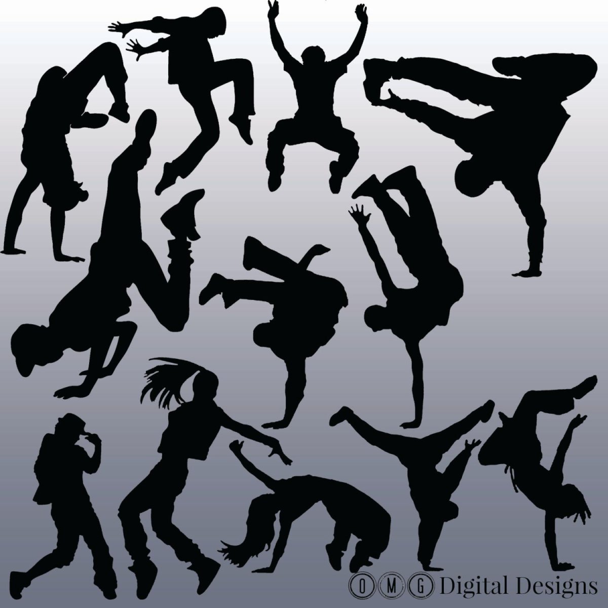 Силуэты танцоров хип хопа