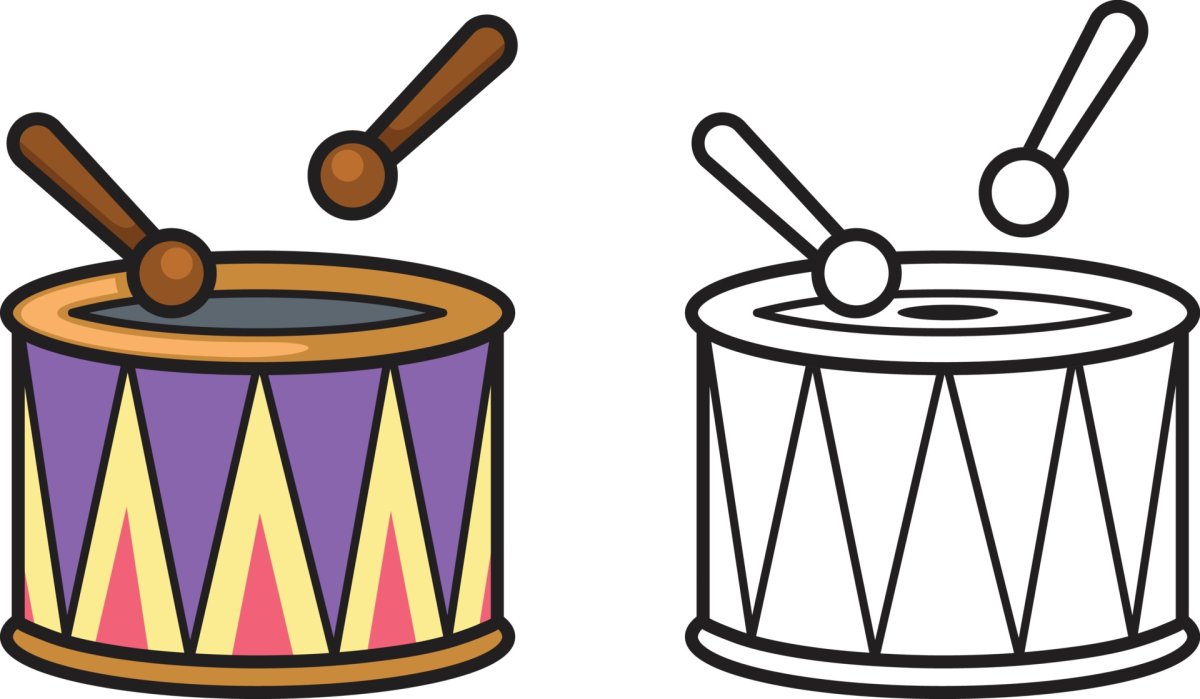 Барабан раскраска для детей