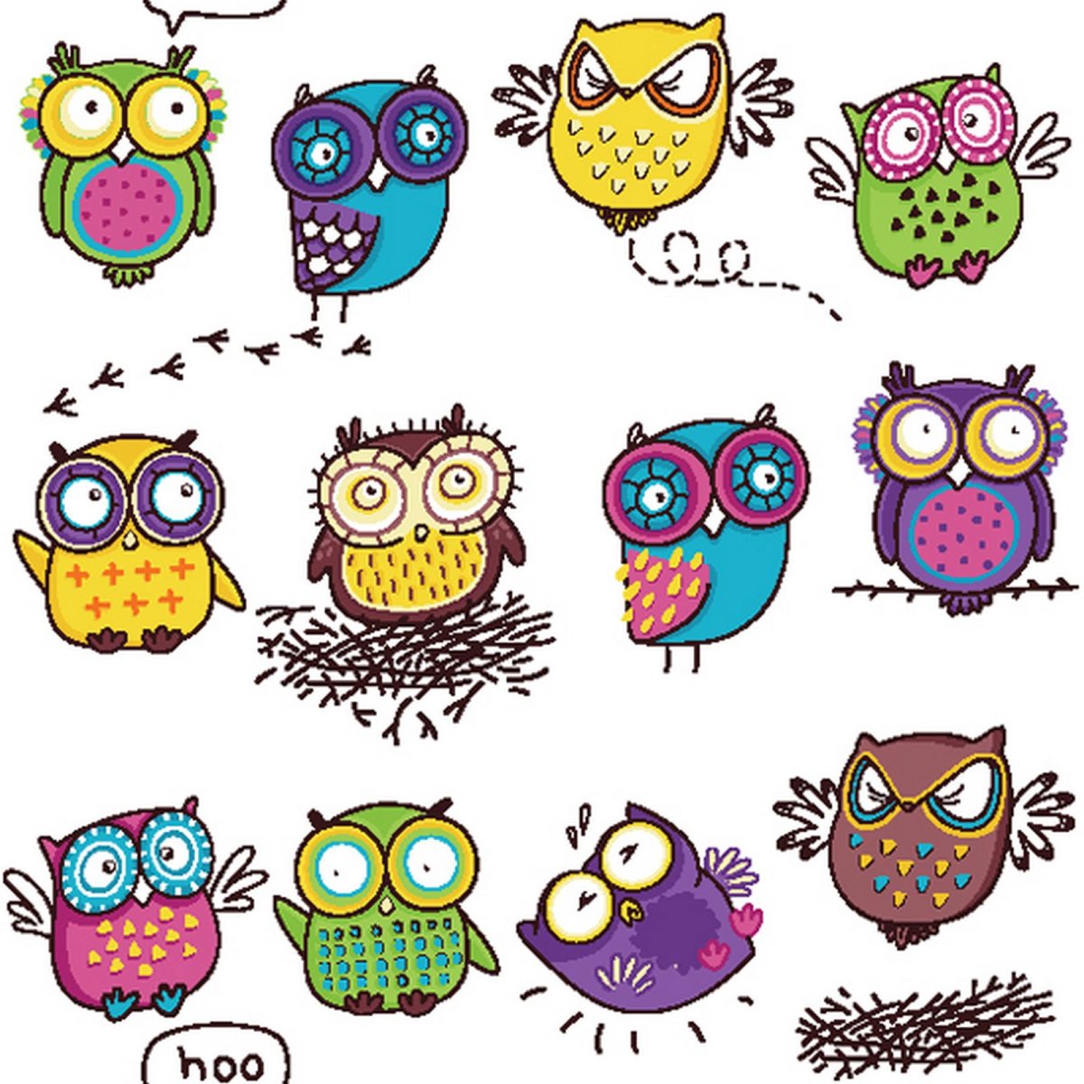Совы мультяшные прикольные