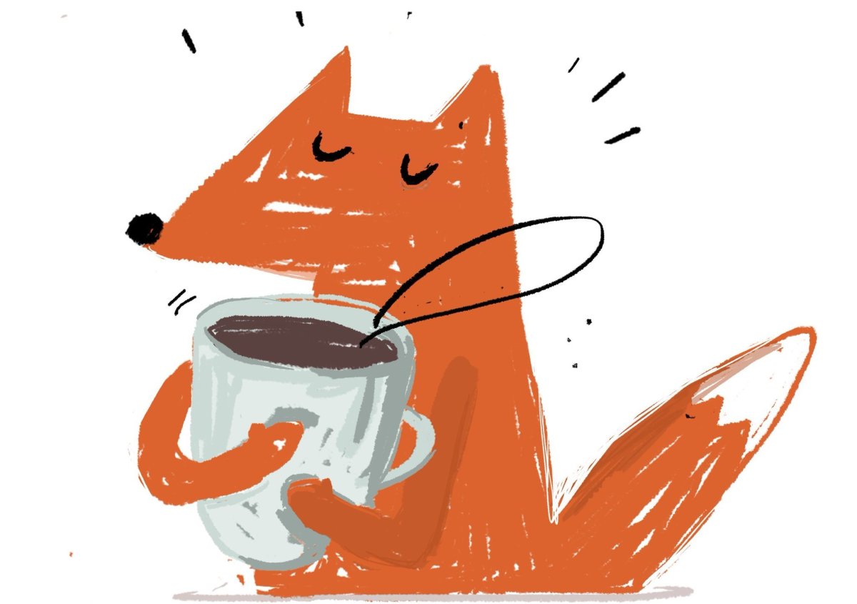 Лисичка пьет чай