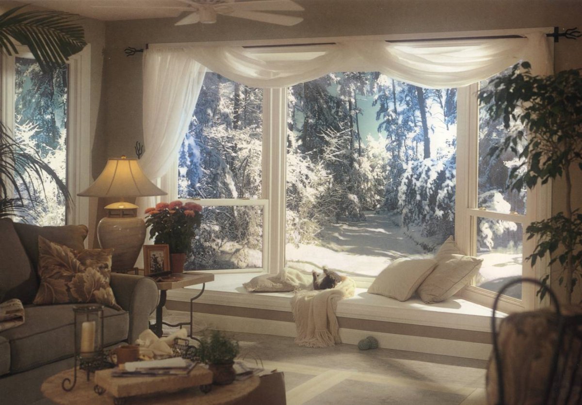 Окно с зимним пейзажем