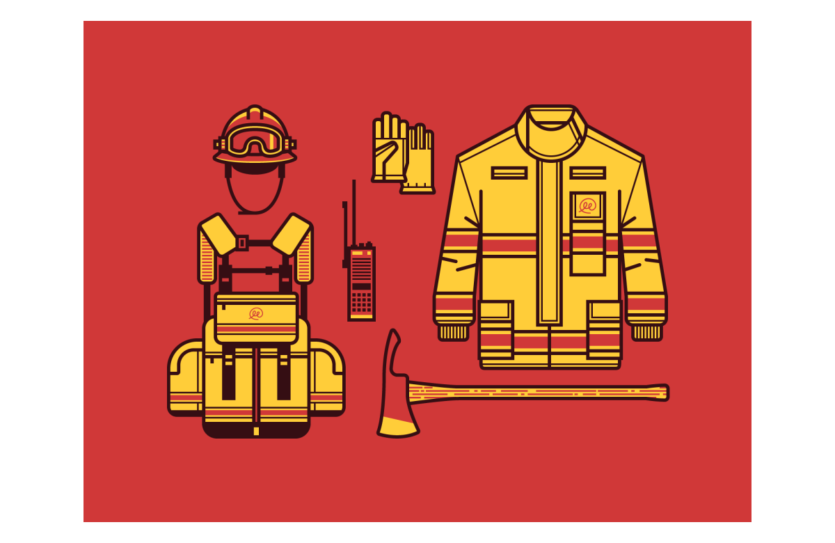 Пожарный герой вектор