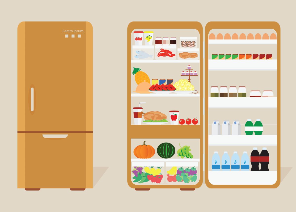 Холодильник открытый пустой мультяшный