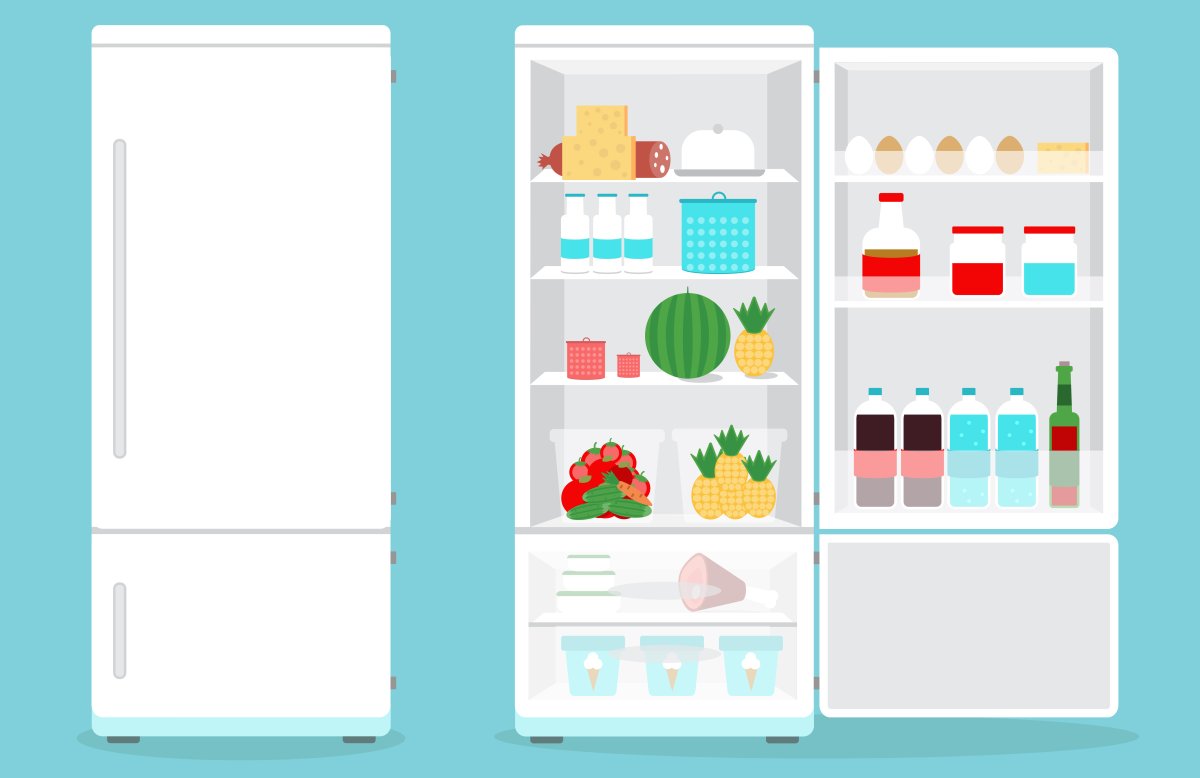 Холодильник открытый и закрытый вектор
