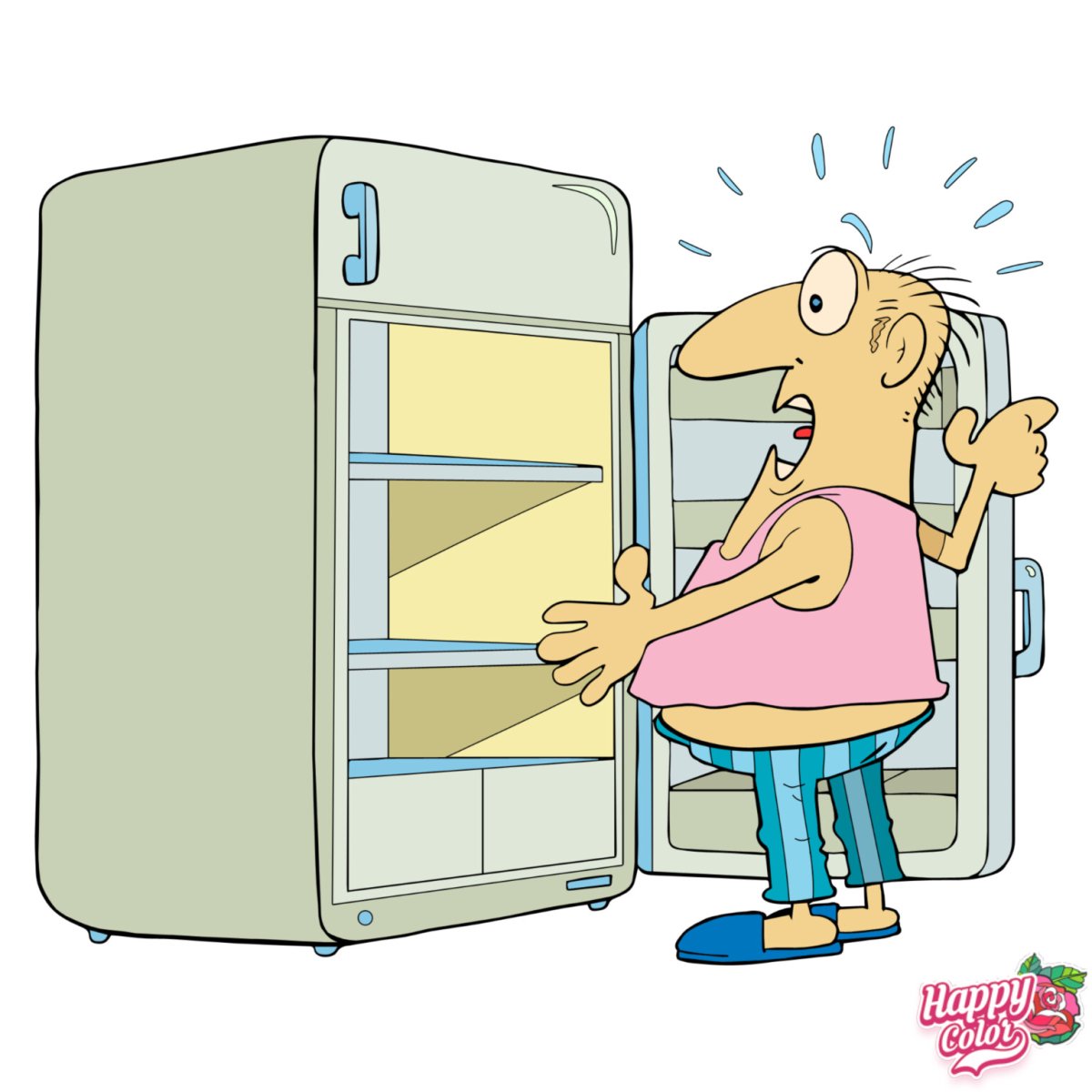 Пустой холодильник с открытой дверцей