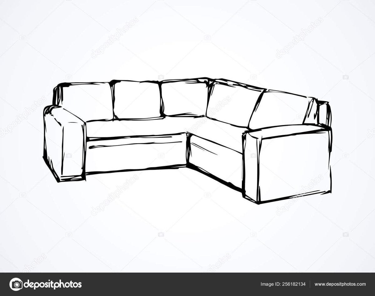 Нарисовать угловой диван