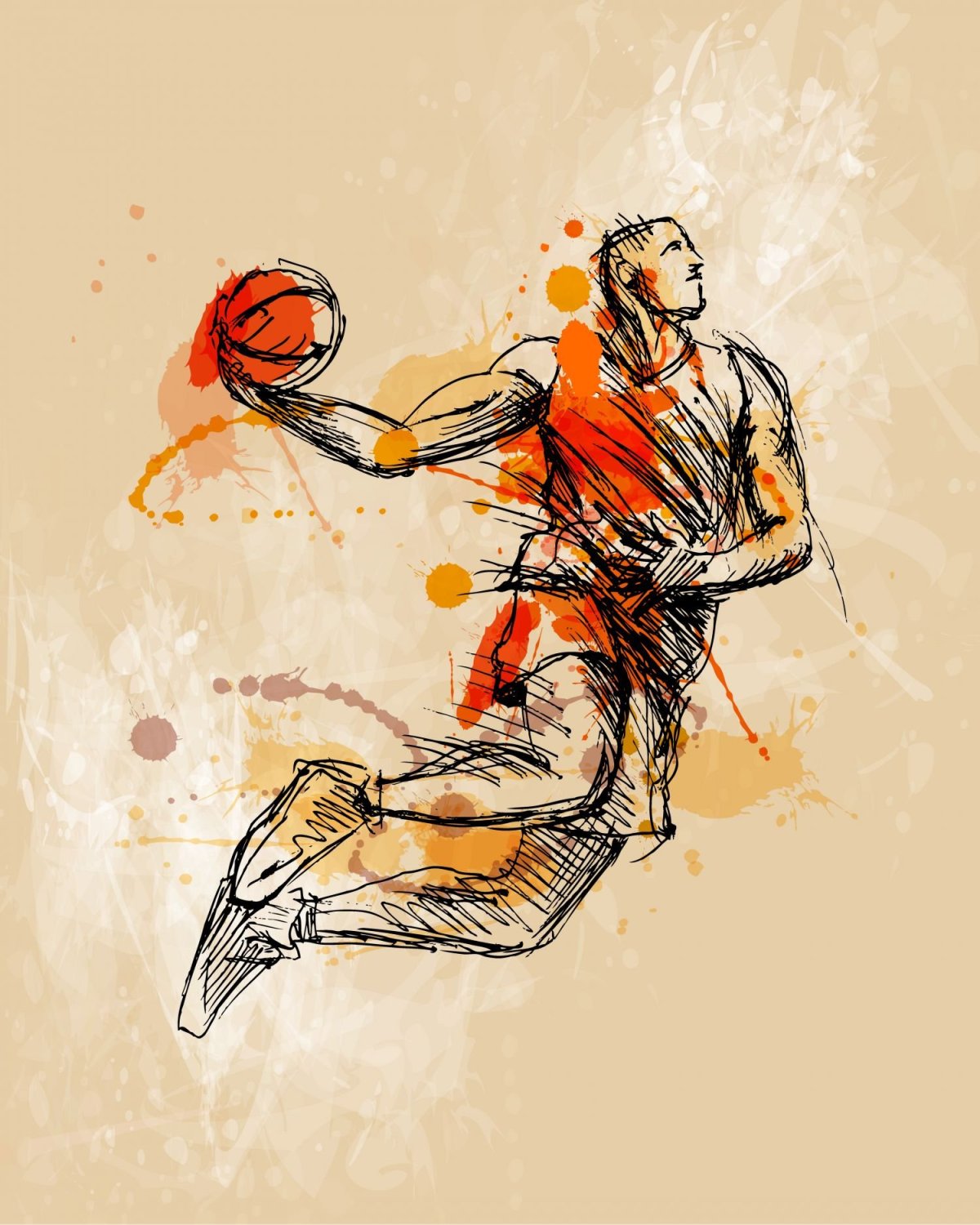 Баскетболист акварель
