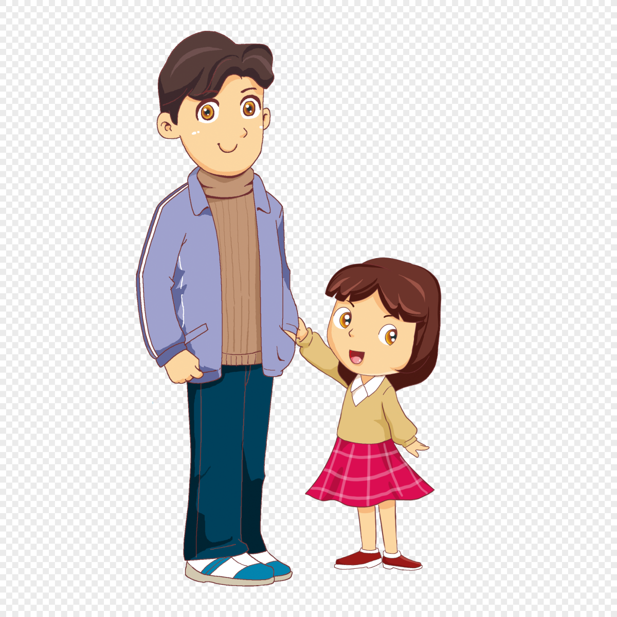 Отец с дочкой на прозрачном фоне