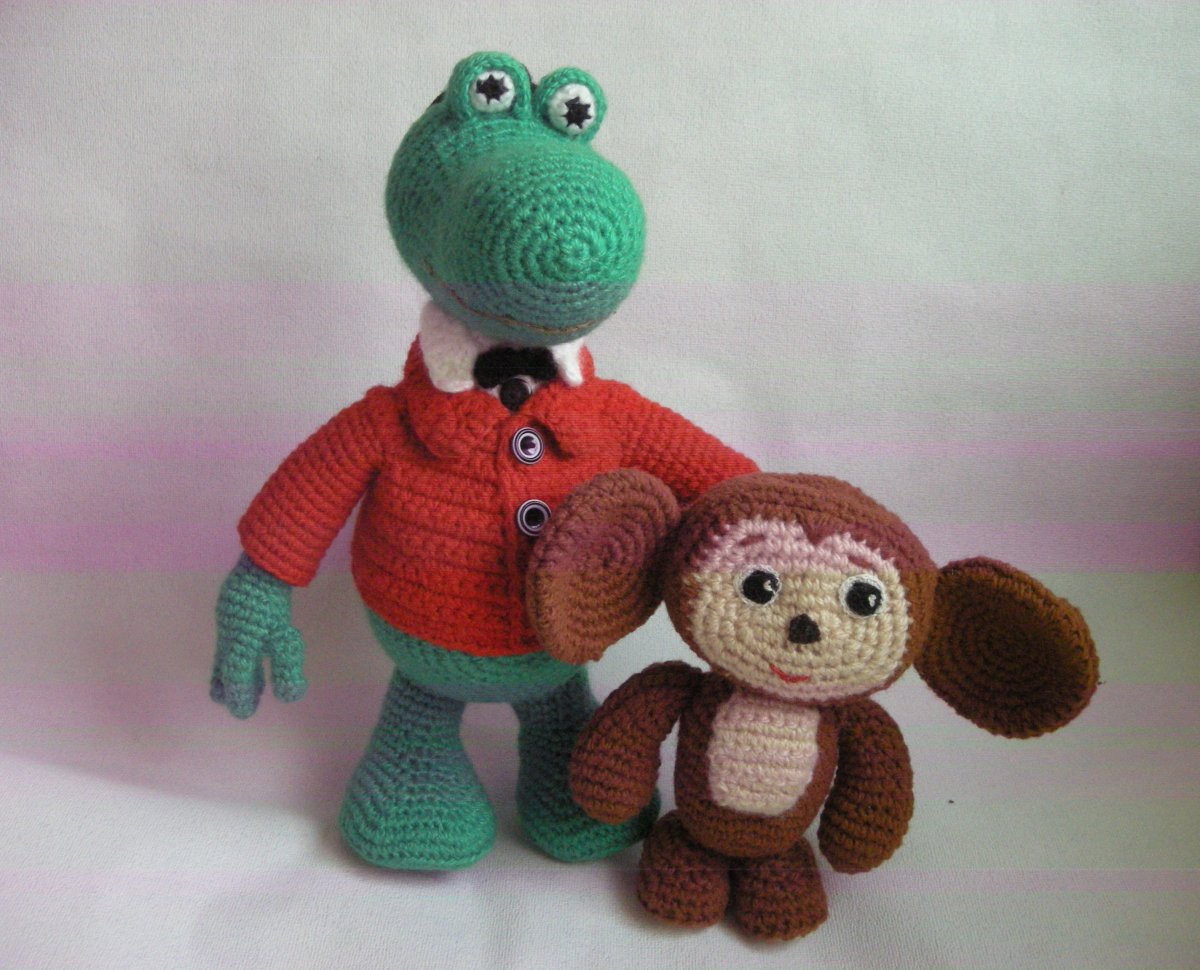Чебурашка и Гена амигуруми
