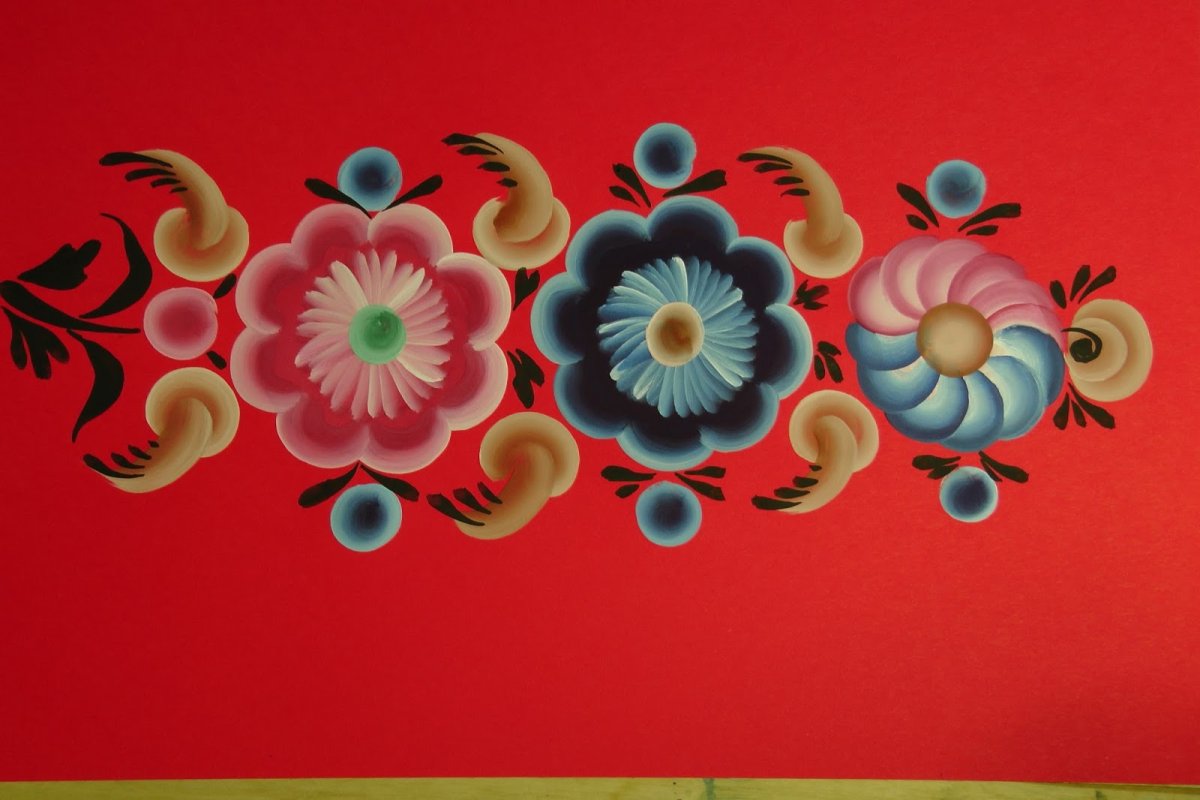 Урало-Сибирская роспись розы