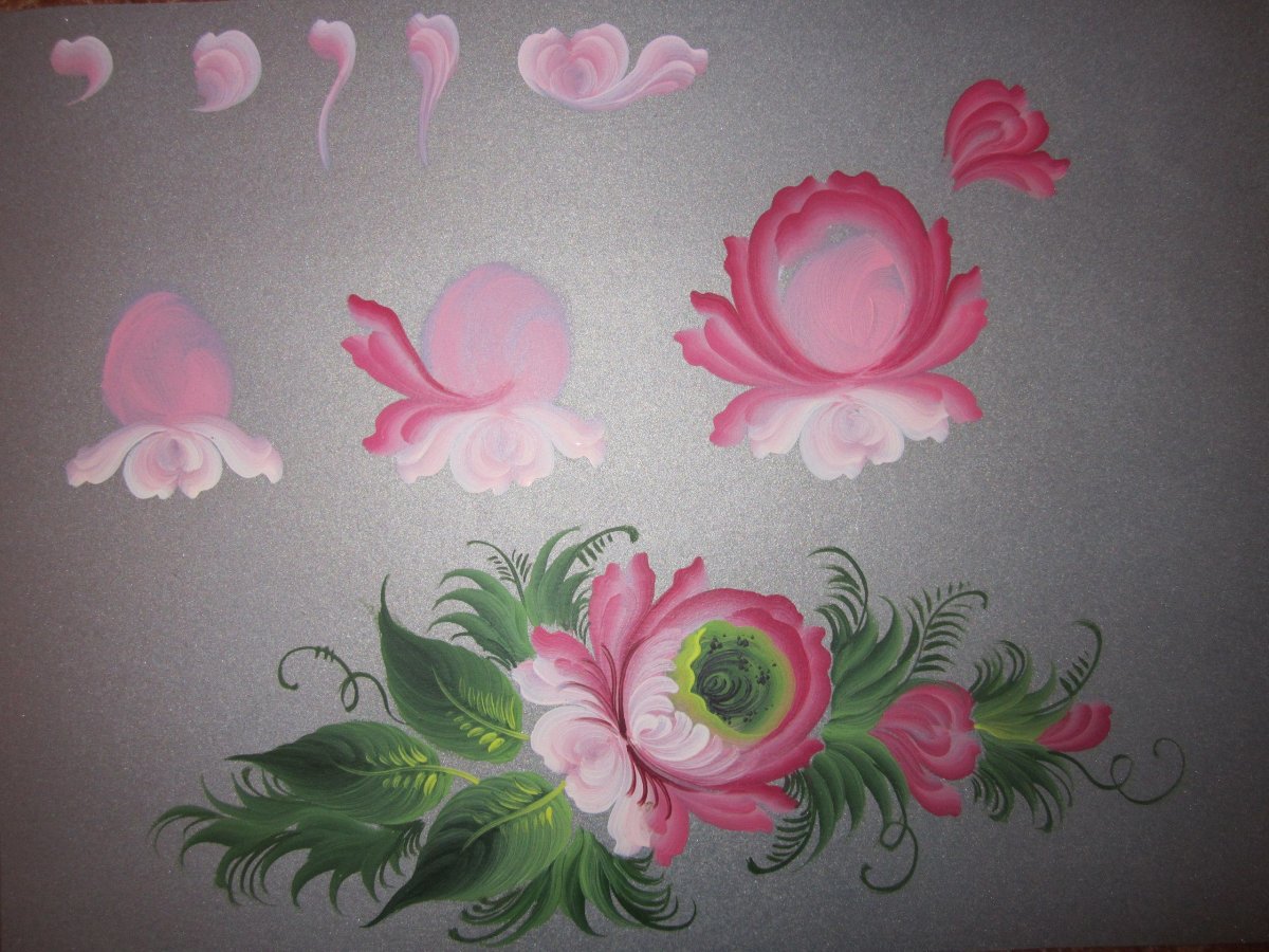 Кемеровская роспись подносов