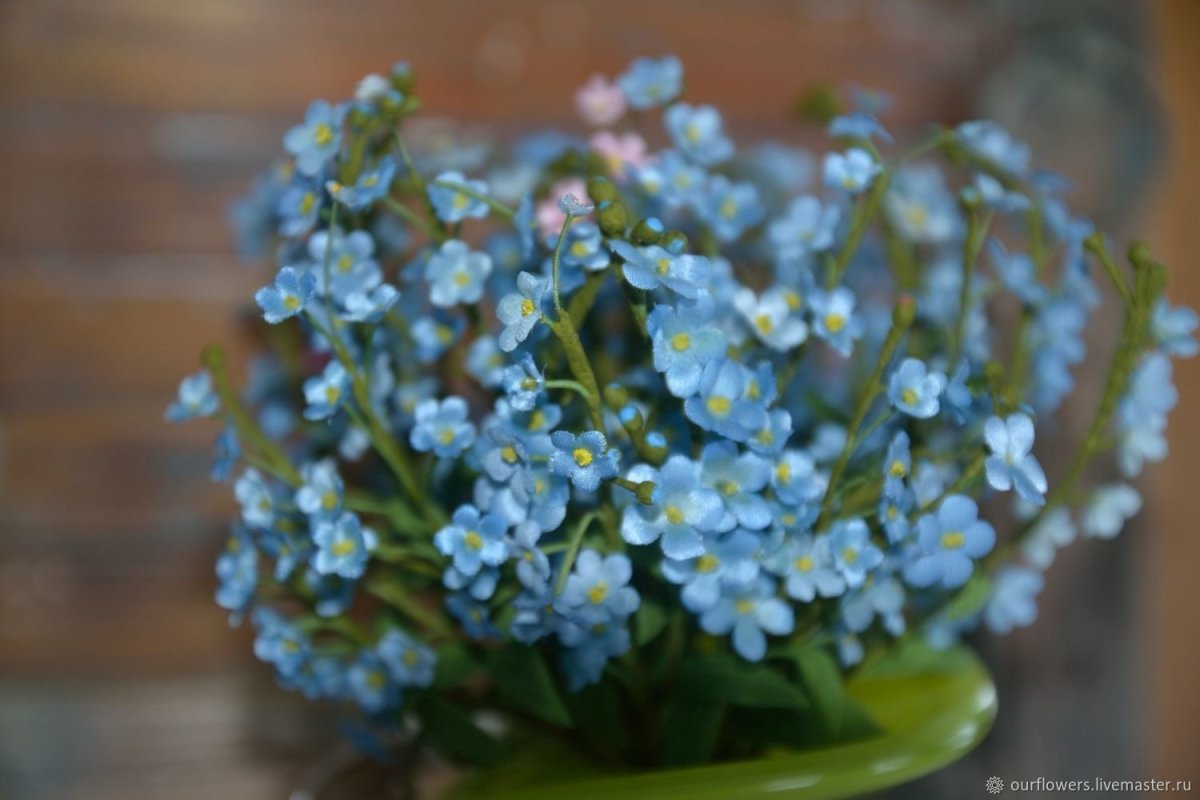 Красивый букет незабудок