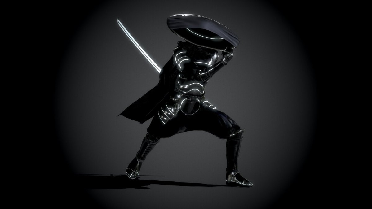 Самурай на черном фоне