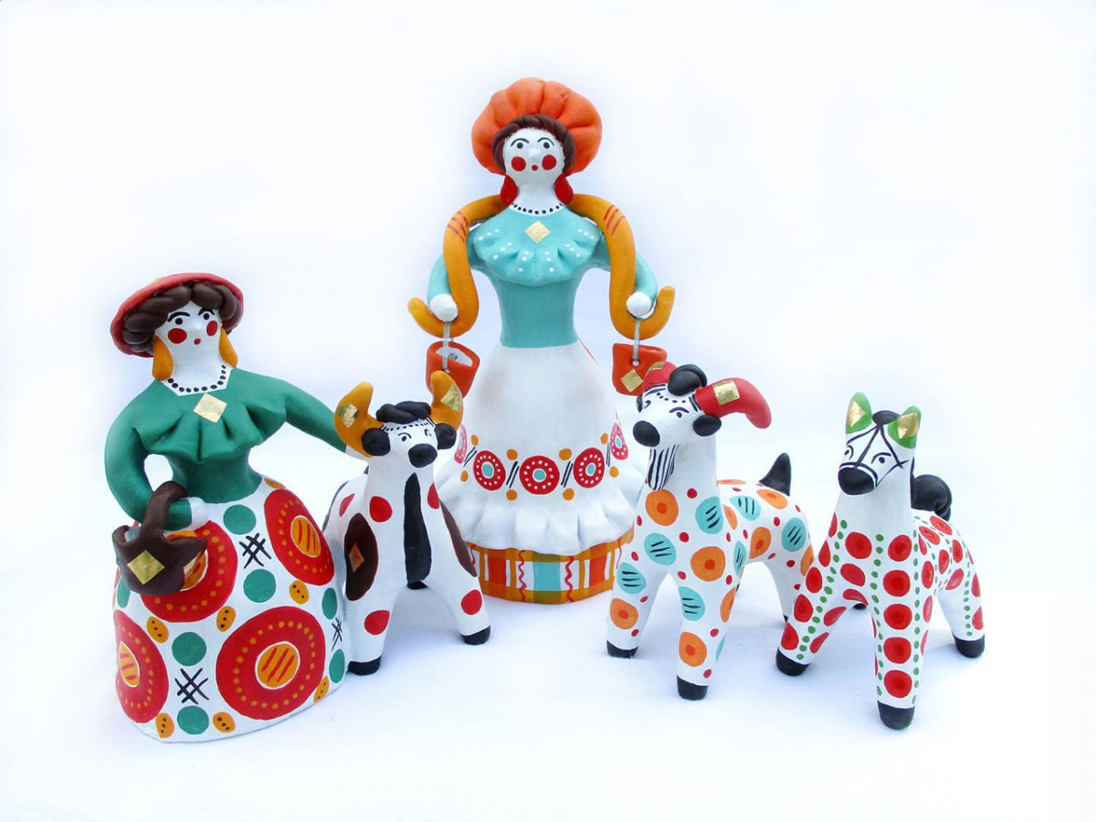 Городецкая роспись лошадка каталка