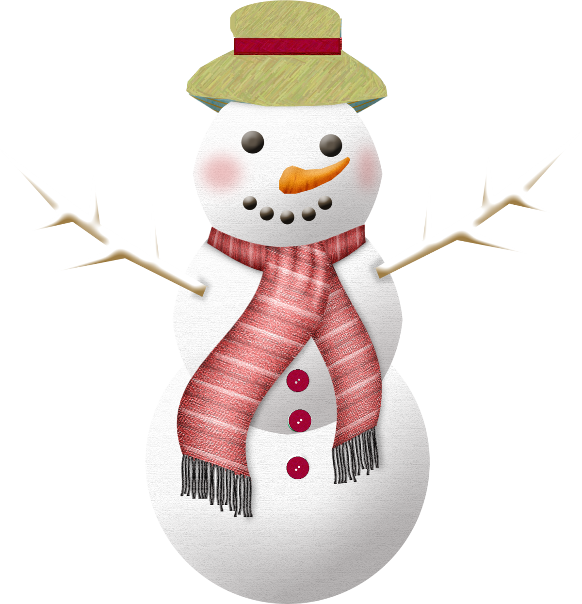 Новогодний Снеговик на белом фоне