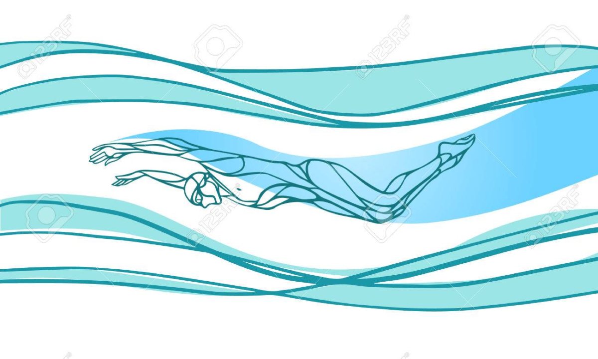 Пловец Баттерфляй силуэт вектор