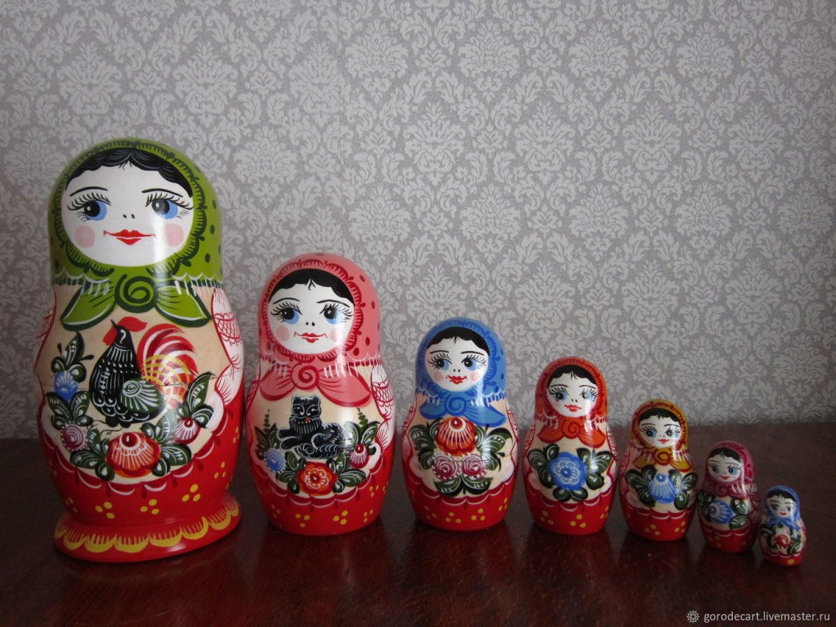 Матрешка Городецкая роспись