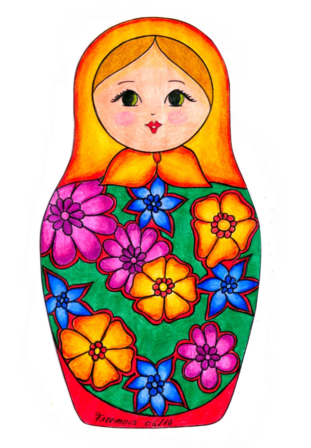 Матрёшка рисунок для детей