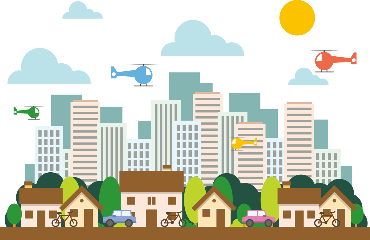 Силуэты домов города детские