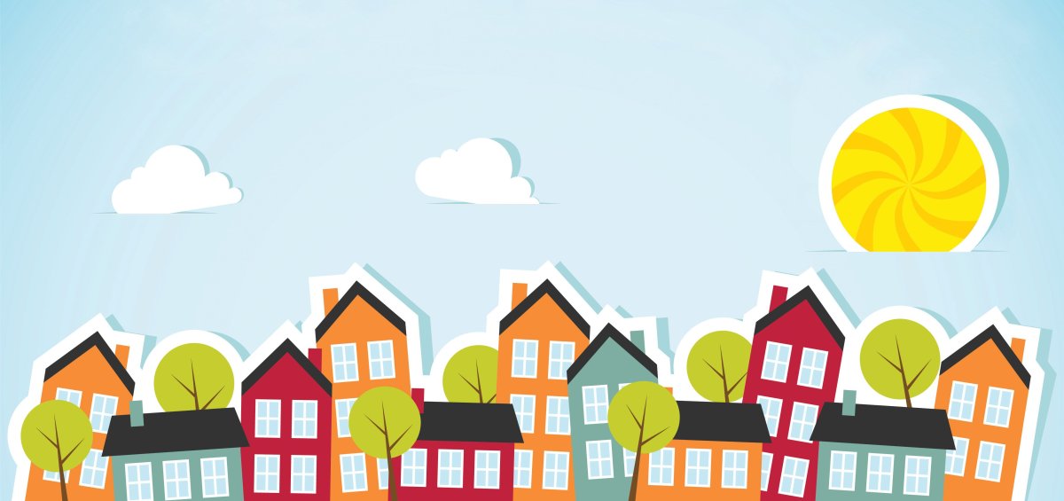 Мультяшный дом в городе