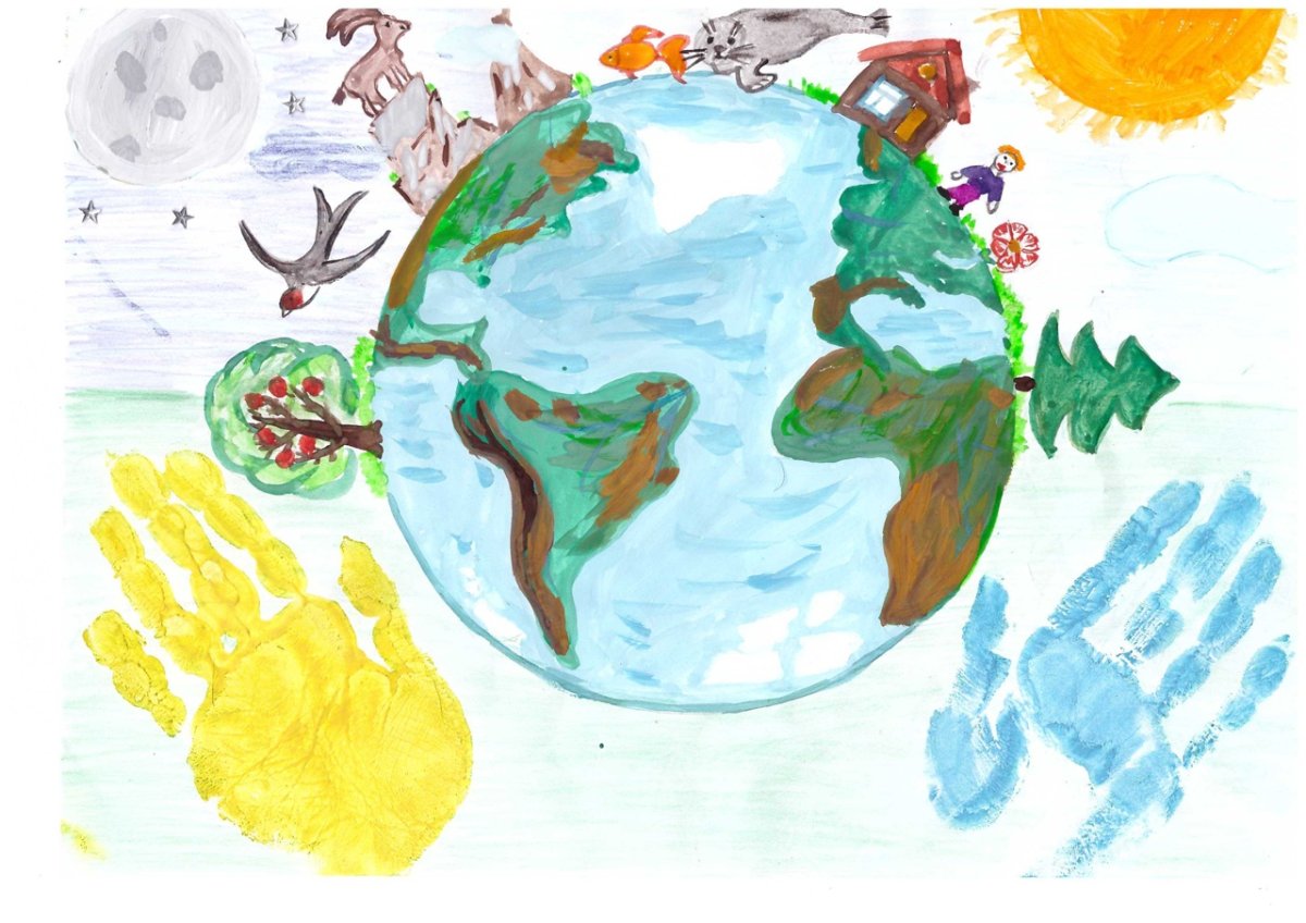 Дети вокруг планеты рисование