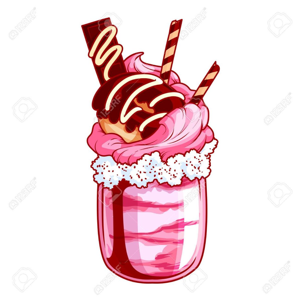 Молочный коктейль с вкусняшками нарисованный