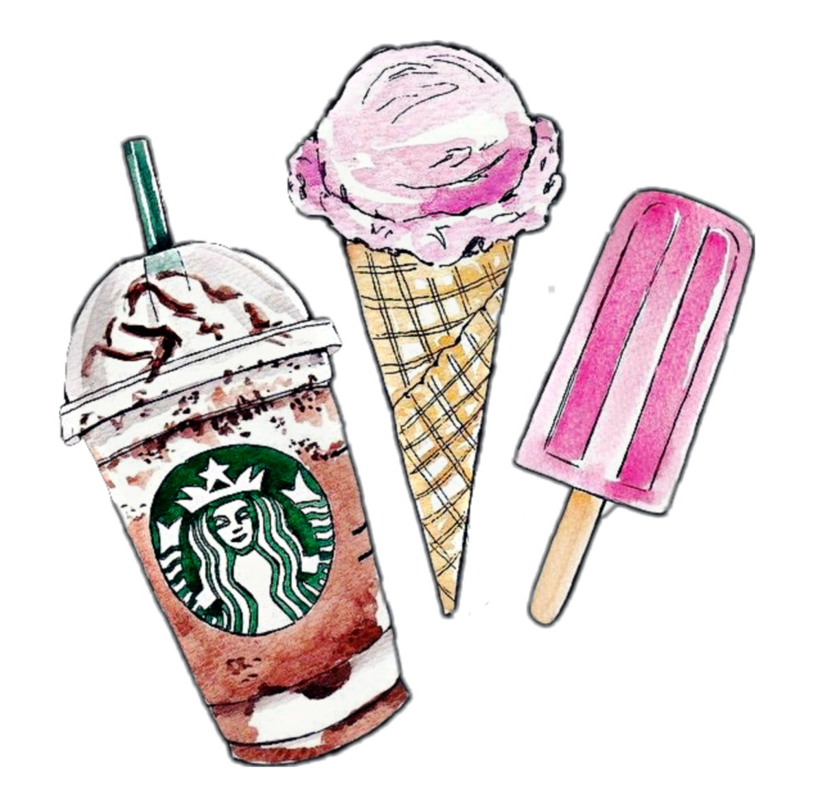 Кофе Старбакс акварелью