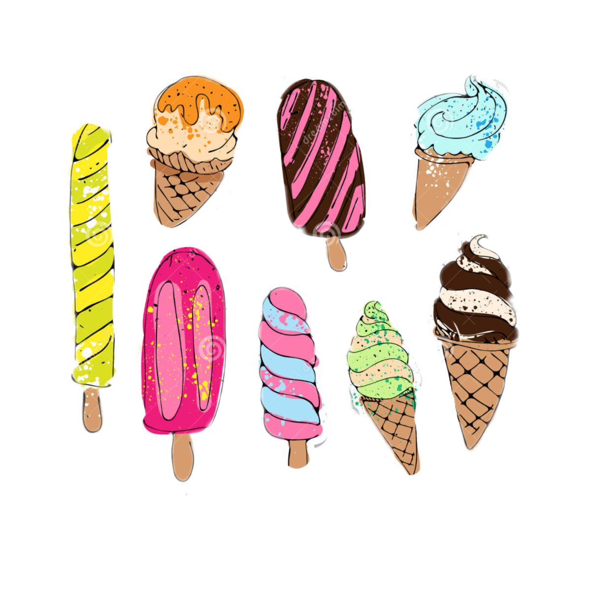 Наклейки в виде мороженого
