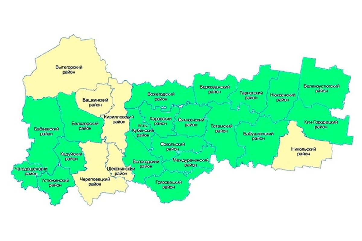 Вологодская и Ленинградская область на карте
