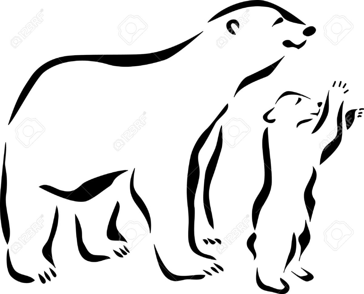 Белый медведь раскраска для детей