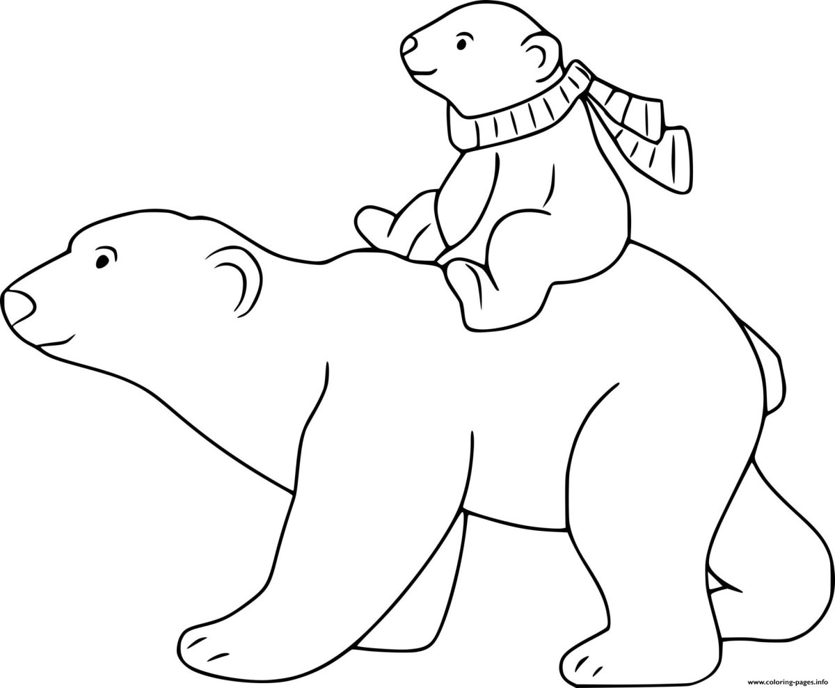 Контур белого медведя для детей