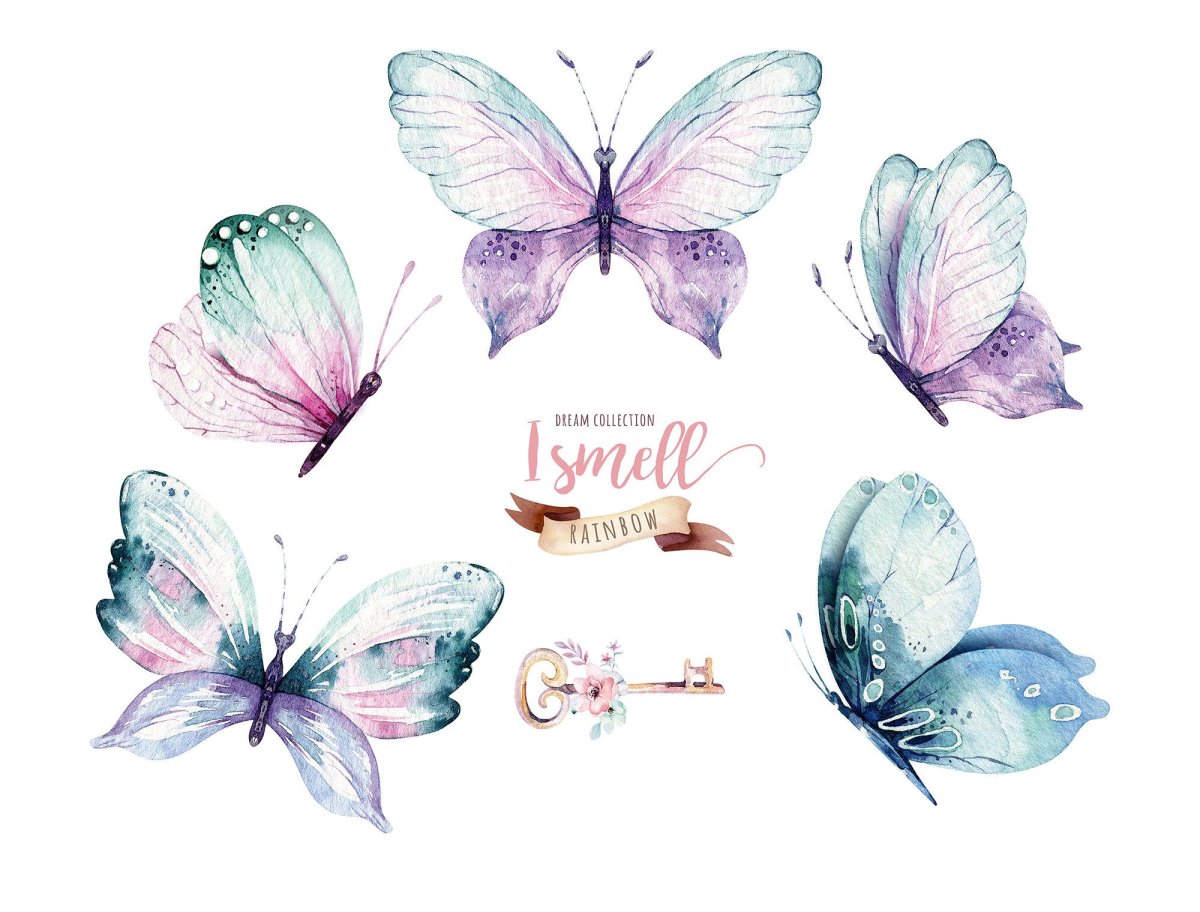 Акварельные бабочки розовые