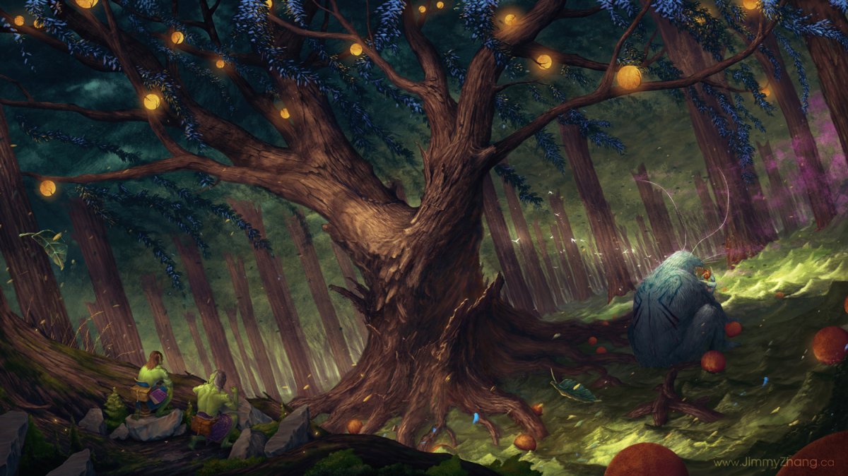 Дерево с огоньками сказочное