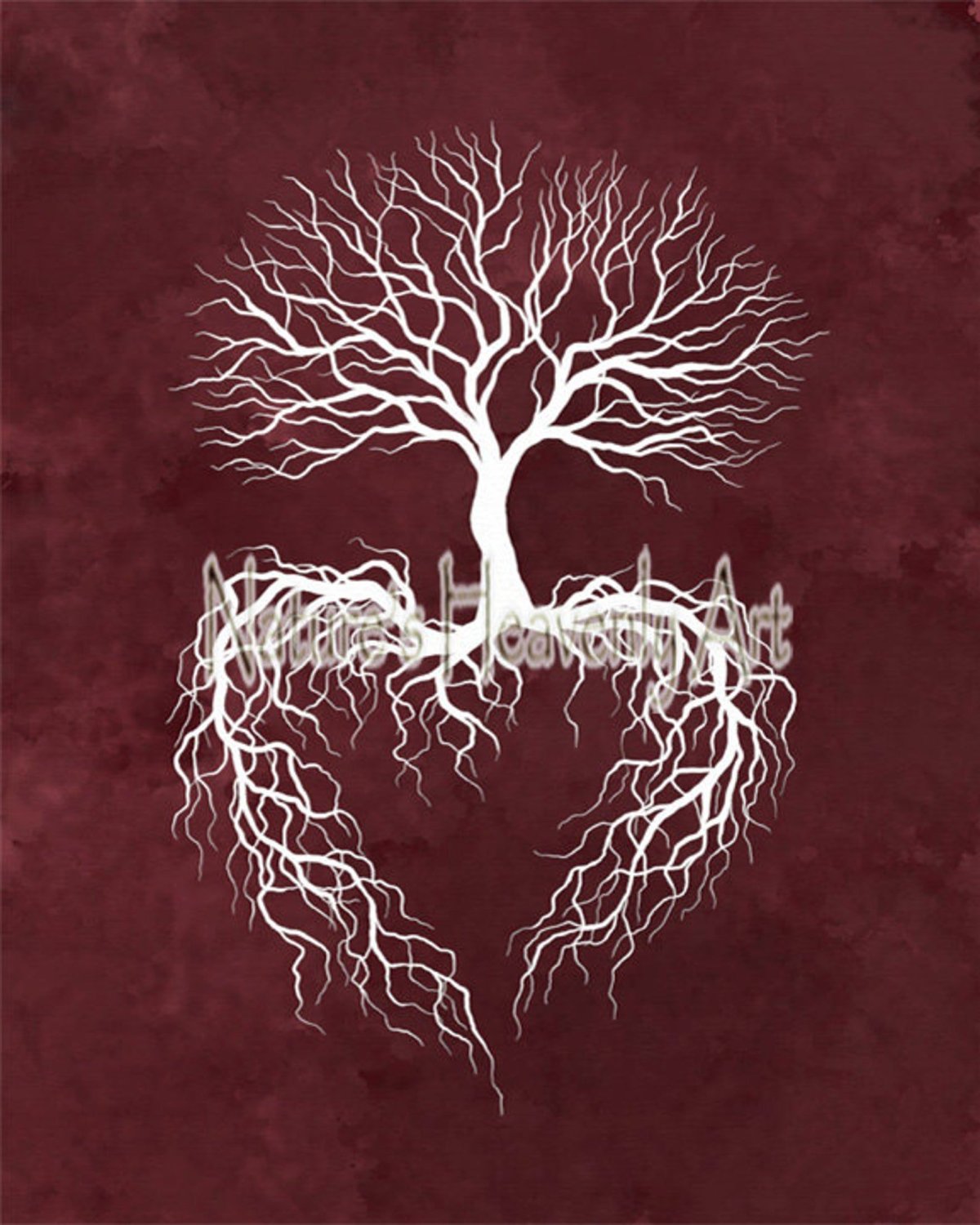 Дерево с корнями в виде сердца