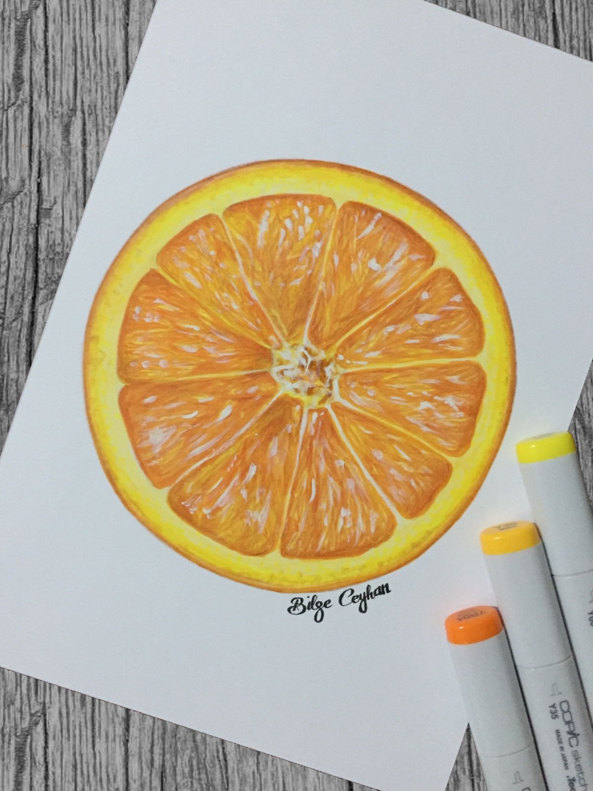 Рисунки скетч маркерами мандарины