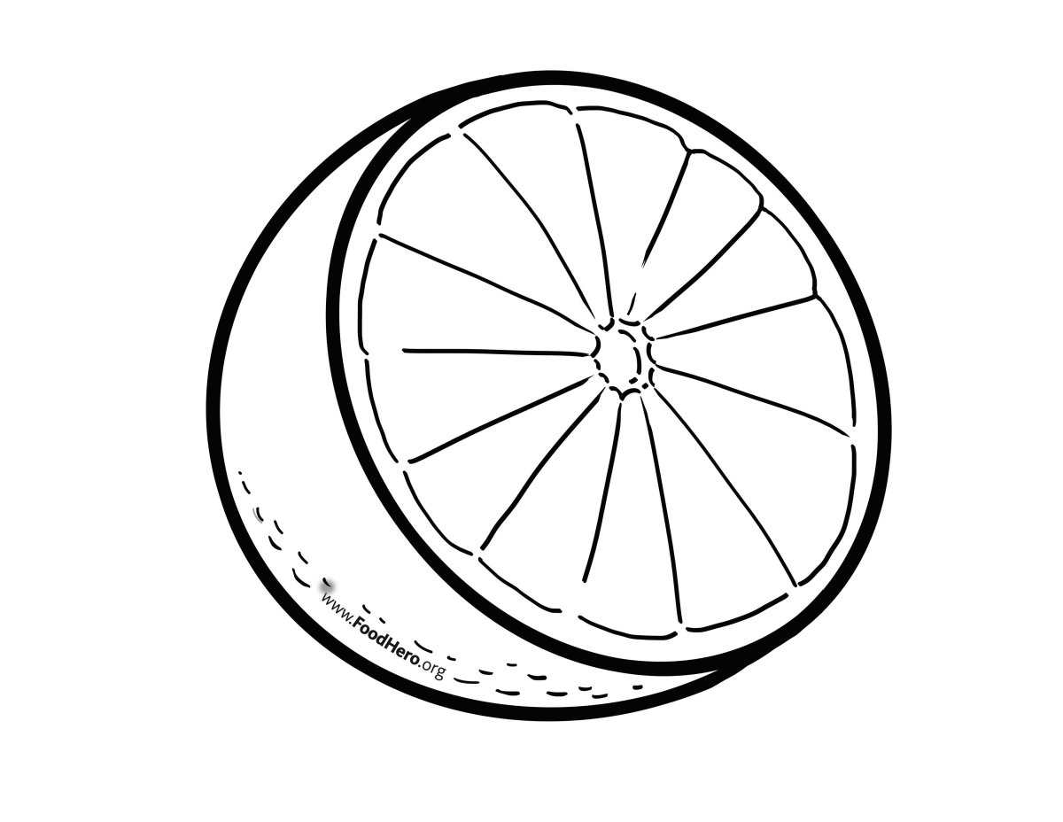 Апельсин нарисованный целый