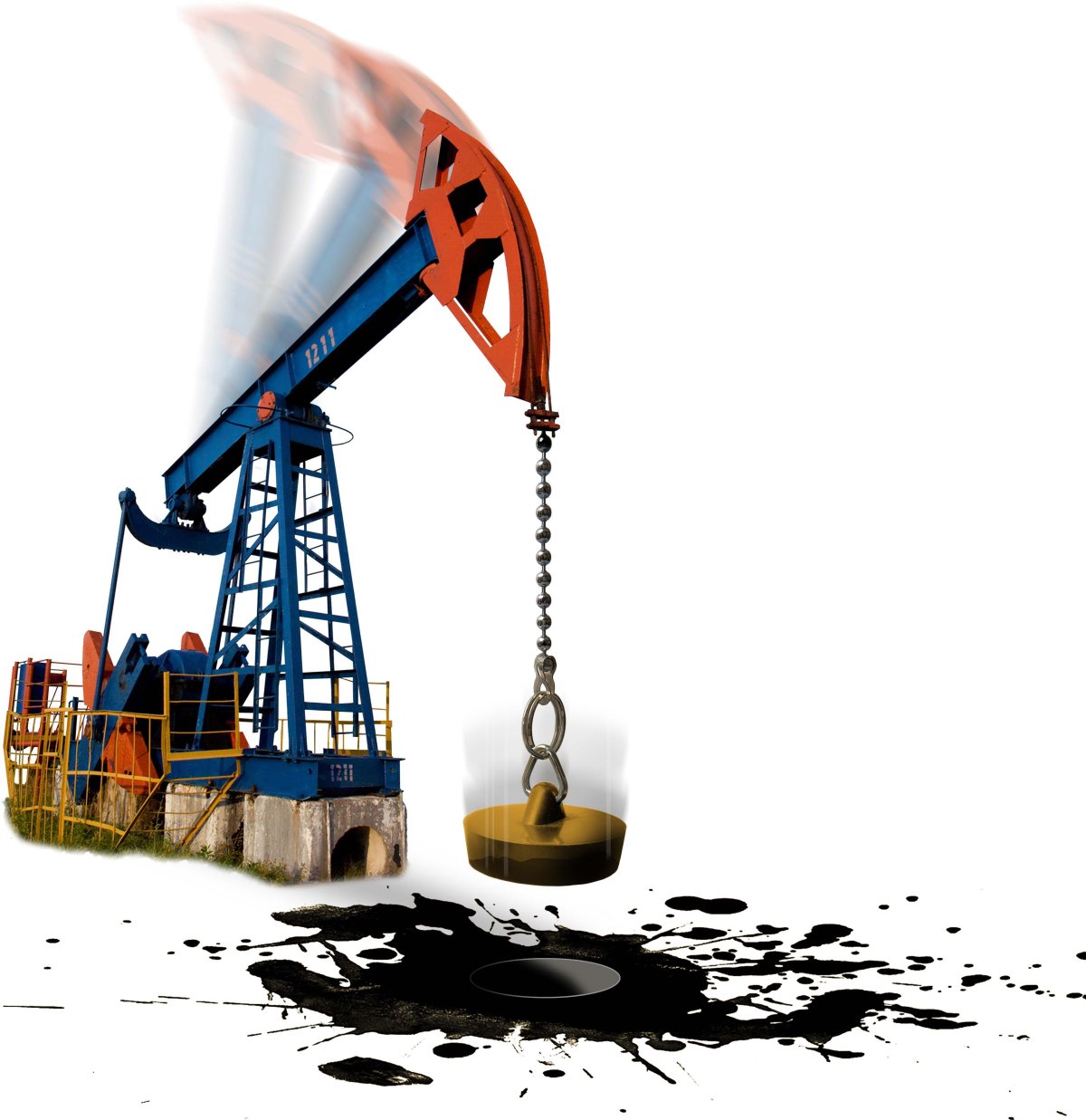 Добыча нефти на белом фоне