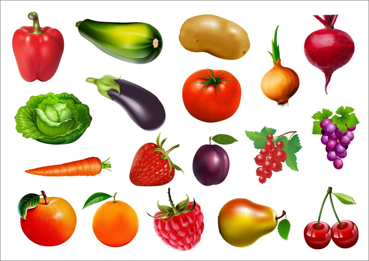 Фрукты и овощи (с наклейками)