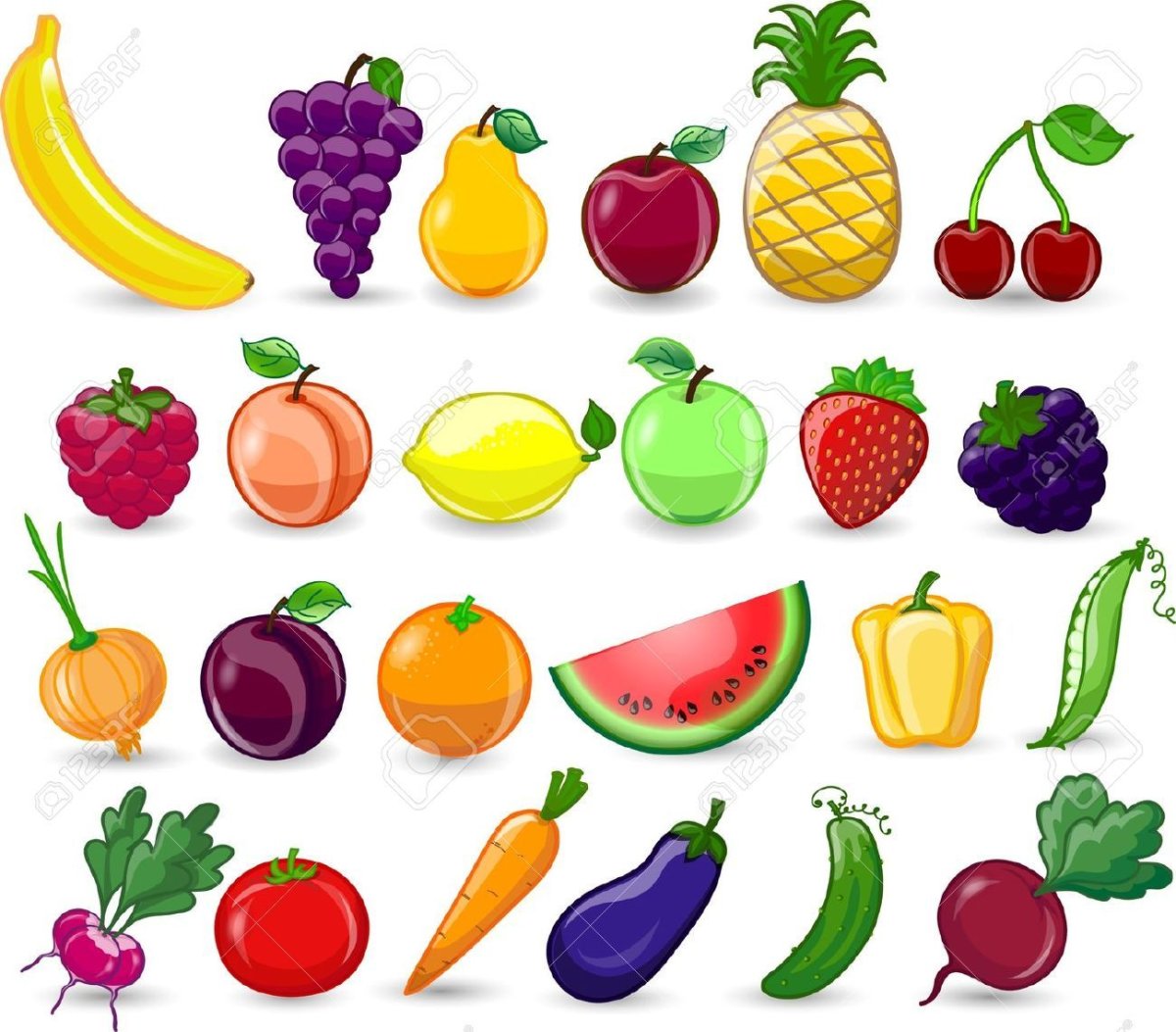 Веселые овощи и фрукты