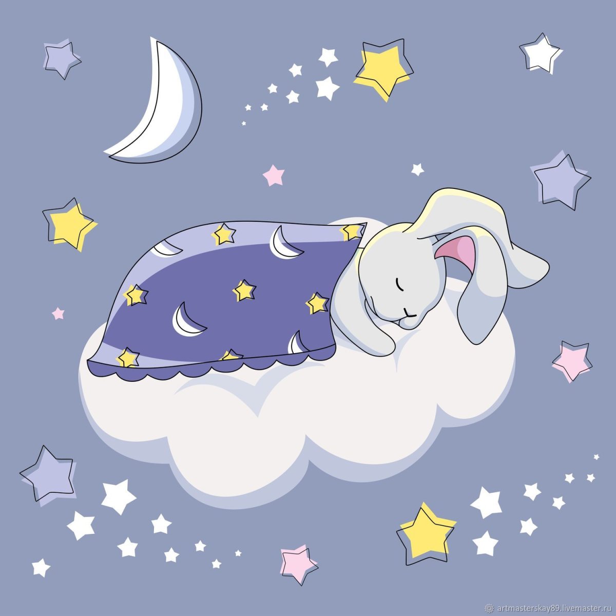 Зайчик спящий на облачке